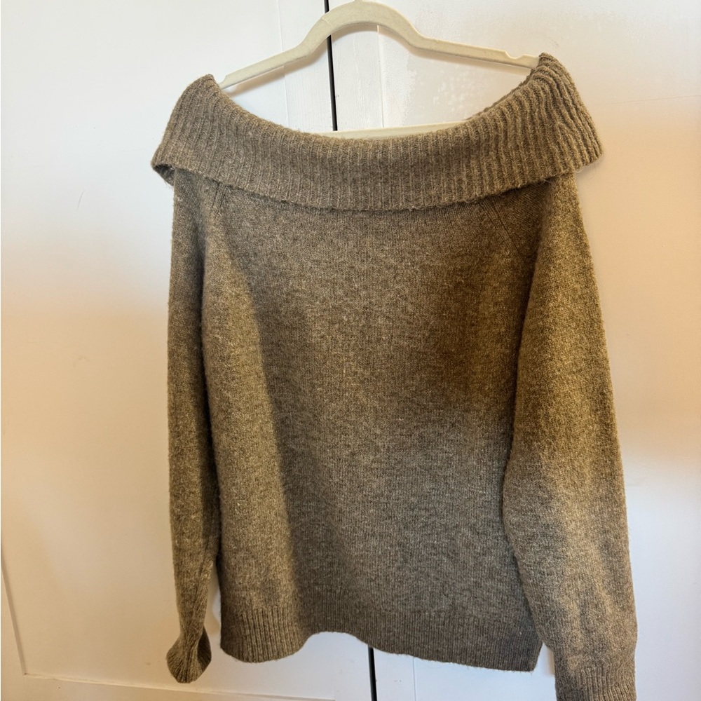 H&M Off-Shoulder Tan Sweater